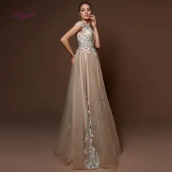 Liyuke ТРАПЕЦИЕВИДНОЕ вечернее платье с круглым вырезом и аппликацией ярких цветов платье из тюля с коротким рукавом элегантное вечернее