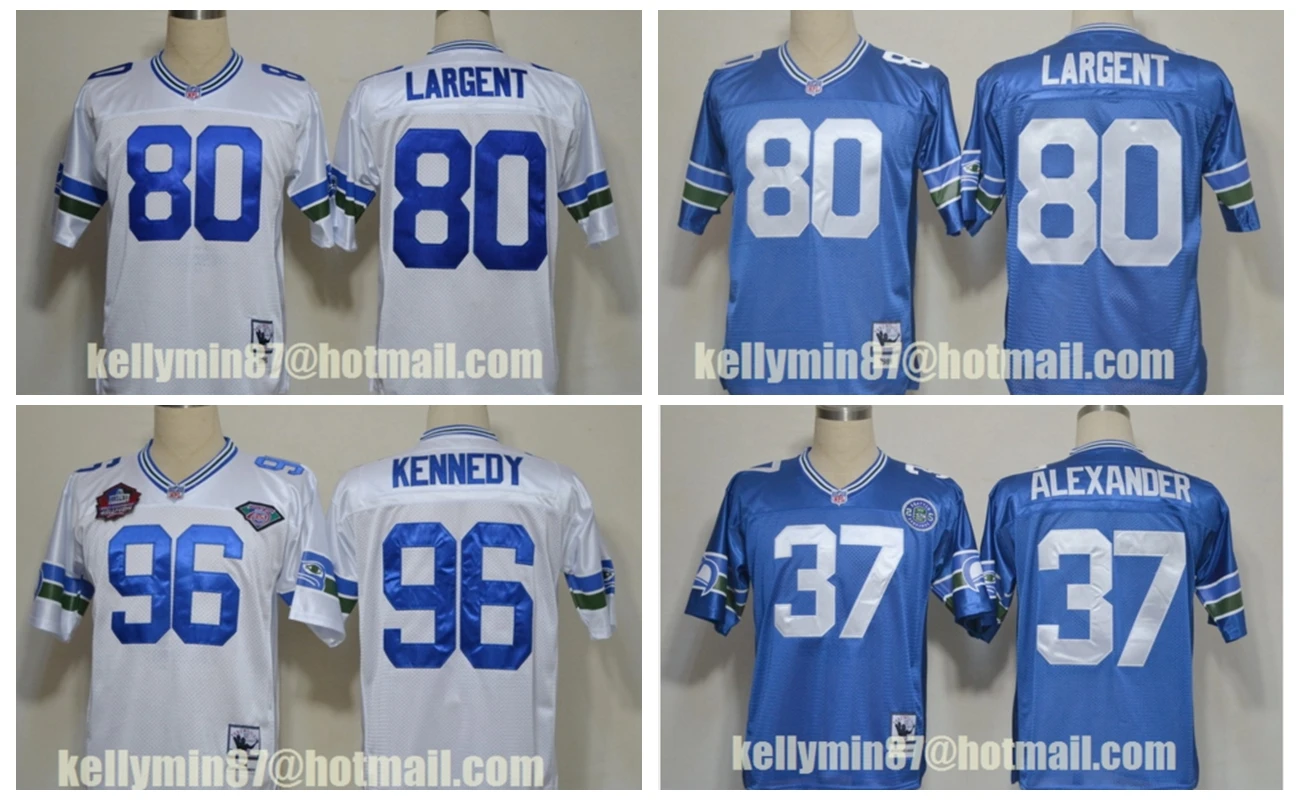 Stitiched, флаг болельщика Сиэтла Стива ларгента Шон Александера, Cortez Kennedy Throwback для мужчин Джерси