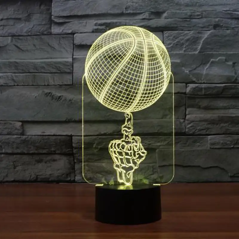 [Семь Неоновые] Баскетбол модные мяч акриловые 7 Цвета настольная лампа 3D светодиодный светильник Ночной светильник Тысячелетний сокол светильник