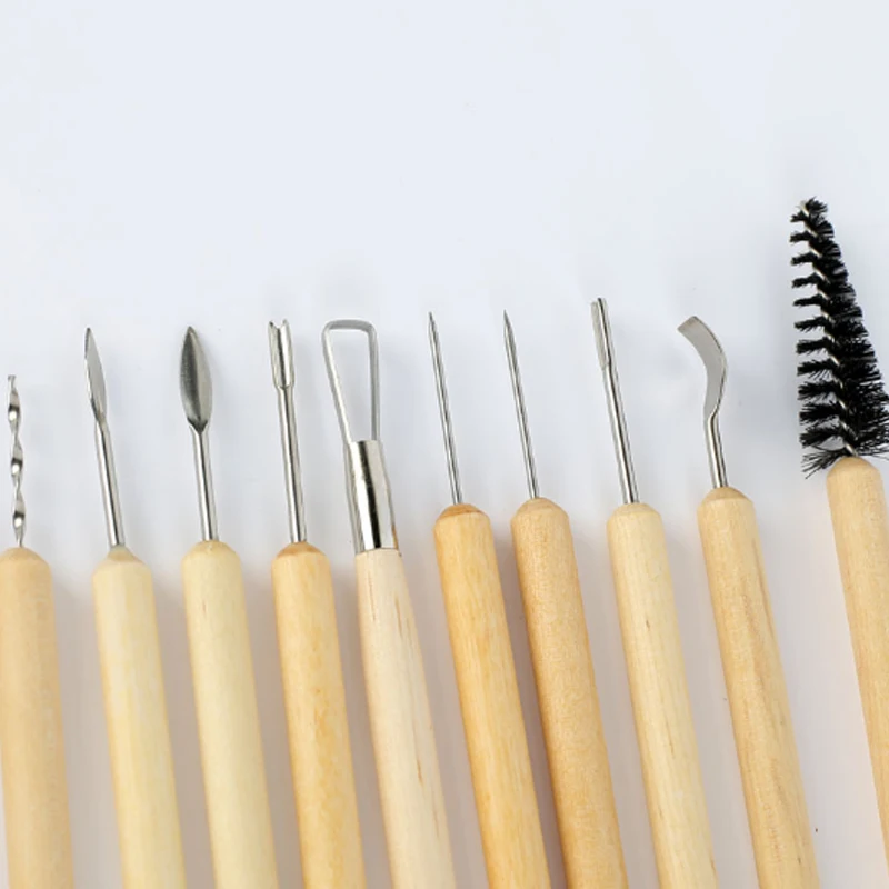 11 шт. DIY глина для художественных работ инструменты для гончарного дела набор ремесел глина скульптура Набор инструментов Керамика и керамика деревянная ручка инструменты для лепки из глины