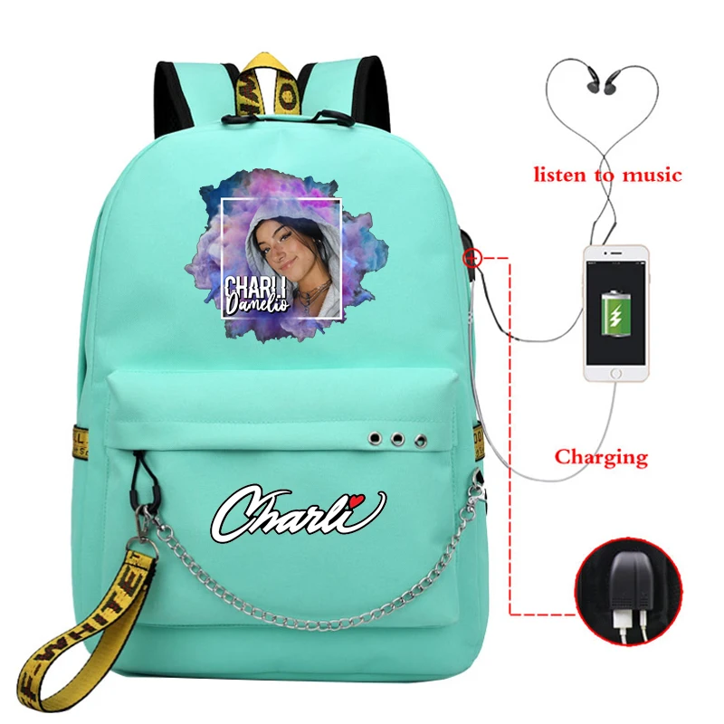 Школьные ранцы с USB зарядкой для девочек рюкзак Charli zi Женский дорожный ранец