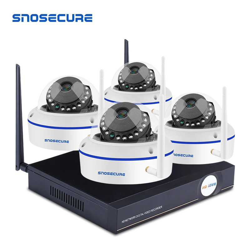 SNOSECURE 4CH 1080P Wireless NVR Kit Security IP Camera System 2MP Wifi Audio Sound CCTV Dome Indoor Surveillance Se | Безопасность и