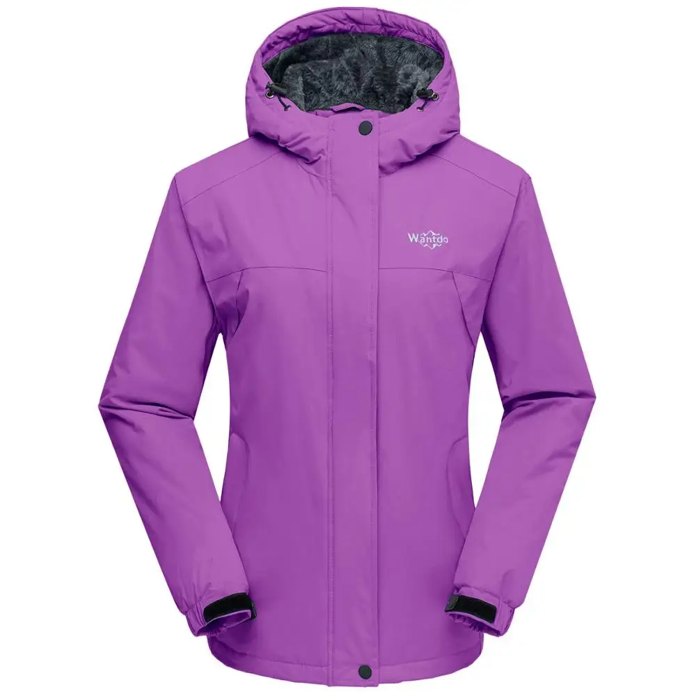 

Wantdo Women Warm Ski Jacket with Fleece Waterproof Snowboarding Jacket Hooded Winter Coat Mountain Snow Wear Outdoor