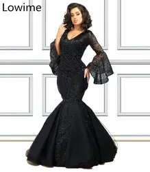 Плюс размер Дубай Черное вечернее платье с v-образным вырезом блестящее арабское платье для выпускного вечера турецкие Коктейльные