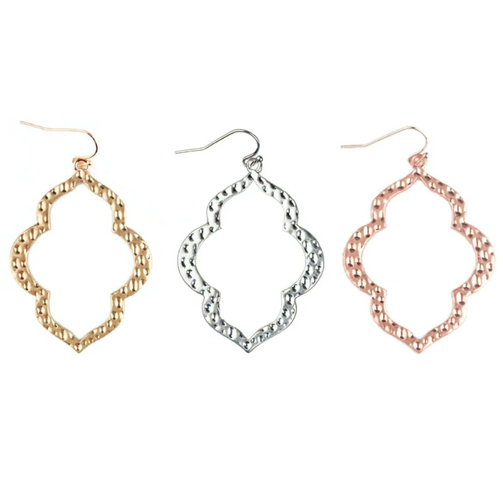 ZWPON Baroque Teardrop Earrings for Women Hammered Metal Lattice Dangle Earrings Statement Trendy Jewelry