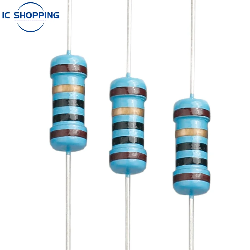 20PCS 1W Metal Film Resistor 1% Five-color Ring Power Resistor 0.1~1M 2 4.7 10R 47 100 220 360 470 1K 2.2K 10K 22K 4.7K 100K Ohm