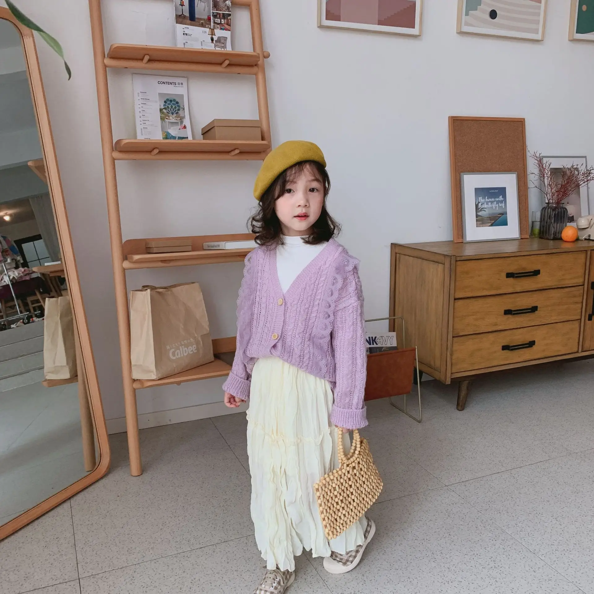 Кардиган для маленьких девочек 2, 3, 4, 5, 6, 7 лет, весенне-осенний Модный корейский вязаный кардиган, детская одежда, Новое поступление, Свитера для маленьких девочек