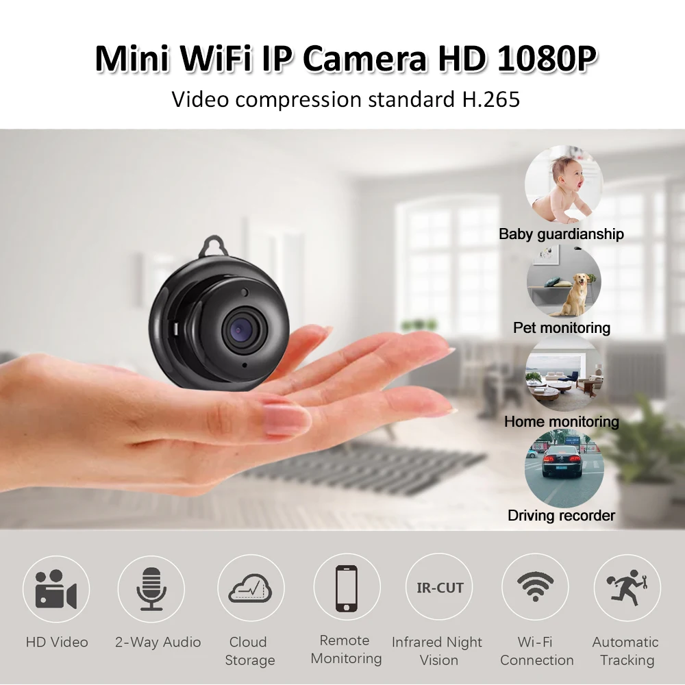 

1080P Wireless Mini Wifi IP Camera Home Security IR Night Vision Motion Detection Baby Monitor Driving Recorder Pet Camera
