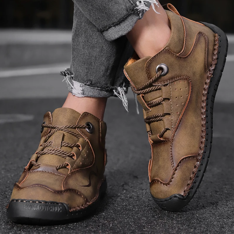 Мужская обувь ручной работы из микрофибры для пеших прогулок дышащая Zapatos Hombre