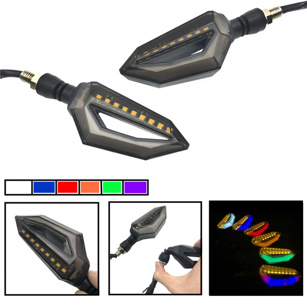 1 Pair Universal Motorcycles LED Turn Signals Lights Flasher Amber Flexible Stop Signal Lamp for Rear Directions Cafe Racer Tail
