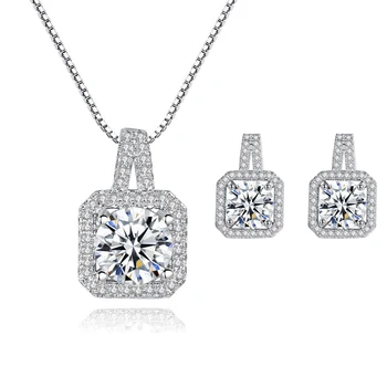 

REETI Boho Fashion Opal Jewelry Sets 925 Sterling Silver Square Necklaces Charm Bracelet Ring for Women Statement Jewelry