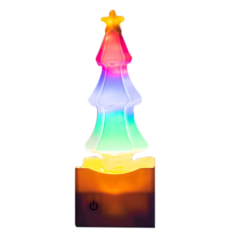 New-Christmas Tree Lamp Colorful Night Light LED USB Charging Festival Atmosphere Contact Switch Crystal