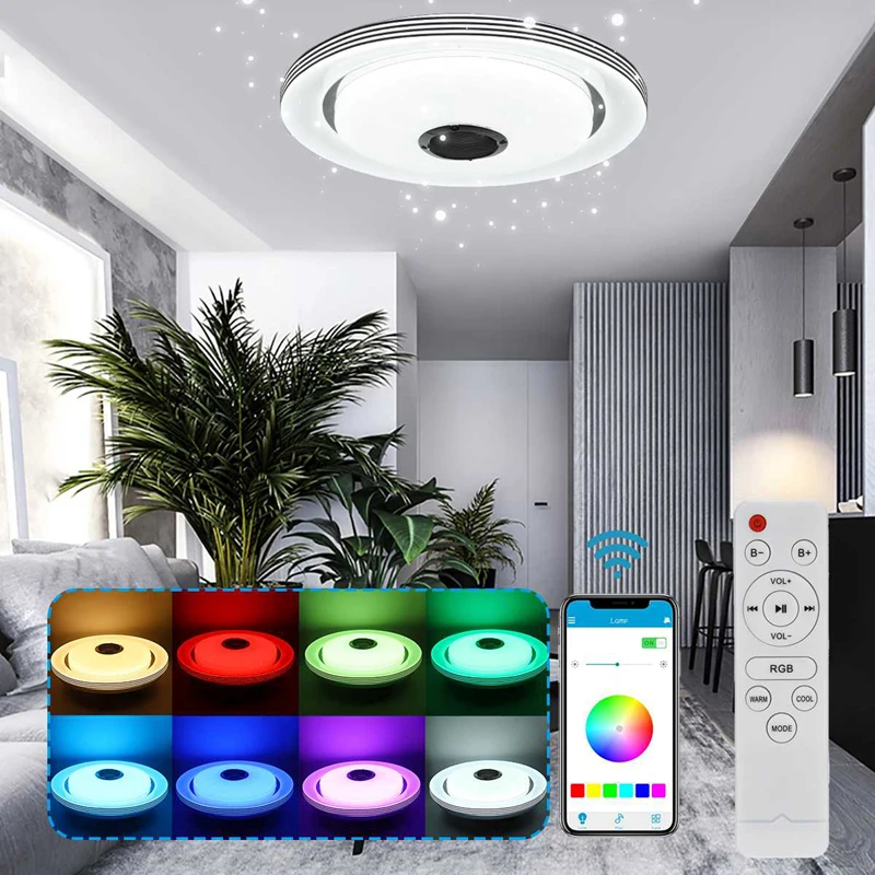 

36/80W RGB Dimmable LED Ceiling Light Round Smart Music Ceiling Lamp APP Bluetooth Remote Control Home Bedroom Lighting Decor