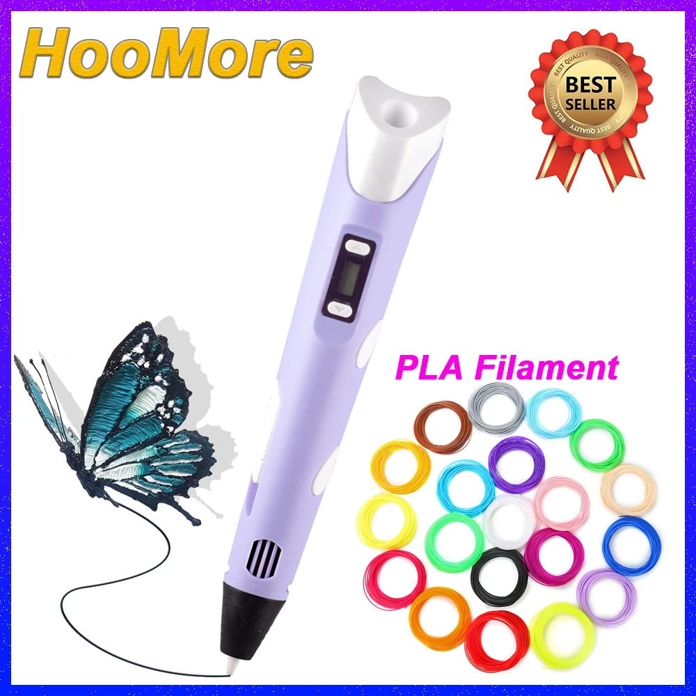 Hoocore-impresora de filamento PLA 3D para niños, bolígrafos de impresión para pintura LED, bricolaje, diseñador, bolígrafo de dibujo para niños, regalos, juguetes educativos