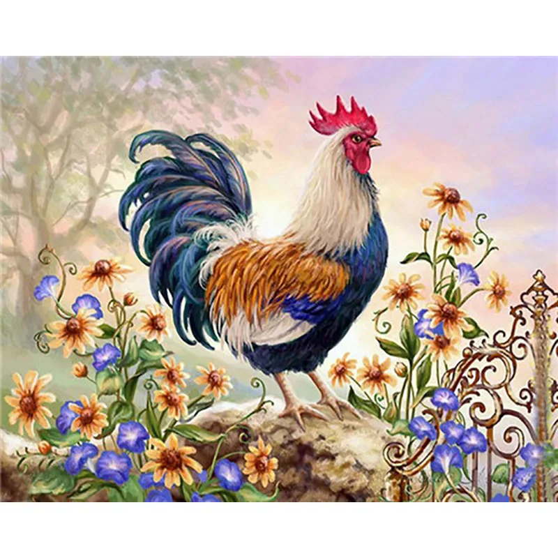 Петух Курица окраска по номерам картины цифры пронумерованные Pintar por Numeros oleo