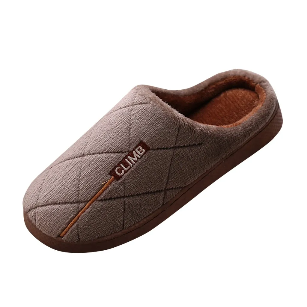 Плюшевая Обувь из флока с круглым носком; Мужская Обувь на плоской подошве; зимние теплые однотонные хлопковые нескользящие домашние мужские тапочки; домашняя Обувь