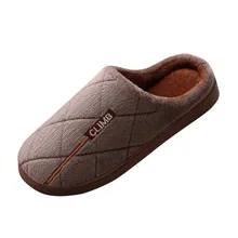 Плюшевая Обувь из флока с круглым носком; Мужская Обувь на плоской подошве; зимние теплые однотонные хлопковые нескользящие домашние мужские тапочки; домашняя Обувь