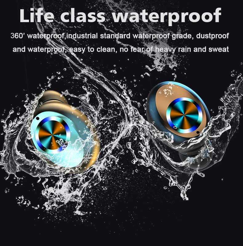 2000 мАч спортивная водонепроницаемая гарнитура Bluetooth наушники беспроводные TWS 9D