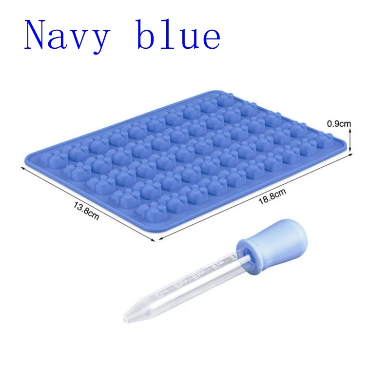 navy blue DIY Многофункциональные Силиконовые Инструменты для торта 1 Набор 50 полости силиконовые клейкие медведи шоколадные формы для конфет ледяной лоток желе формы - Цвет: navy blue