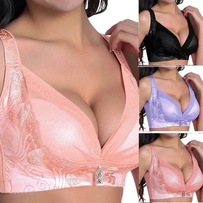 Женщины пуш-ап бюстгальтер беспроводной Глубокий V кружева собрать Bralette нижнее белье-MX8
