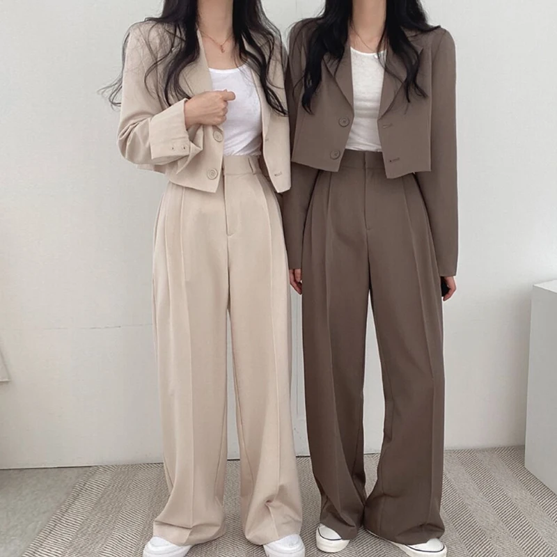 Женский блейзер с двумя пуговицами и отложным воротником Осенний жакет длинным