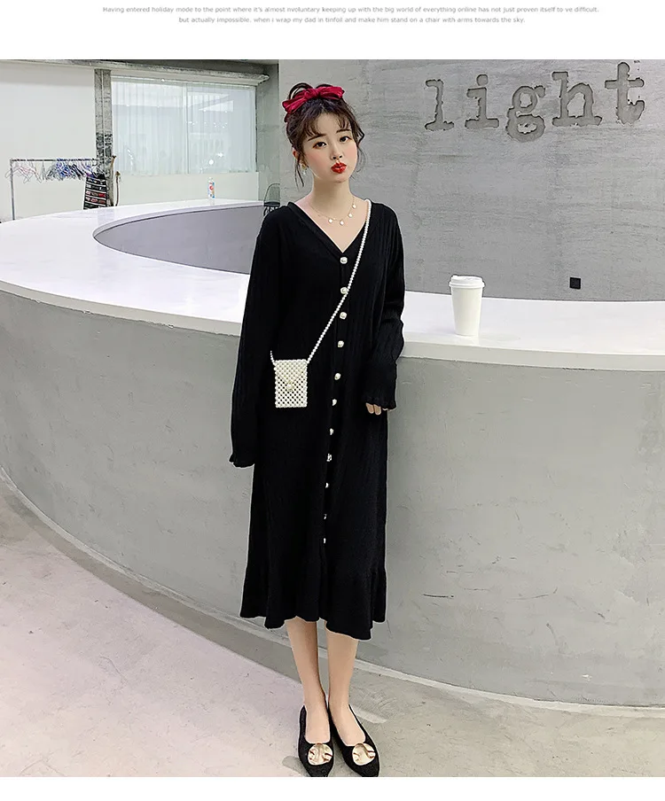 2020 Fashion Maternity Dress Loose spring autumn winter Skirt Pregnancy Clothes For Knit Pregnant Women Sweater (14)