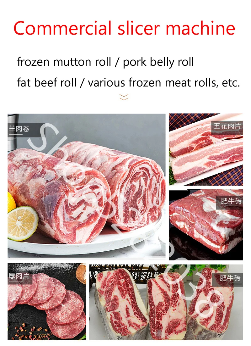 High quality frozen meat slicer commercial stainless steel mutton roll slicer meat cutting machine