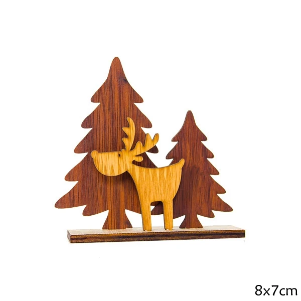 D Small Deer 1 Набор мульти креативные поделки из дерева Рождественский Санта/олень деревянные украшения для рождественской вечеринки настольные украшения для дома принадлежности - Цвет: D Small Deer
