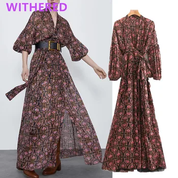 

Withered bohemian england indie folk vintage floral loose party midi dress women vestidos de fiesta de noche vestidos maxi dress