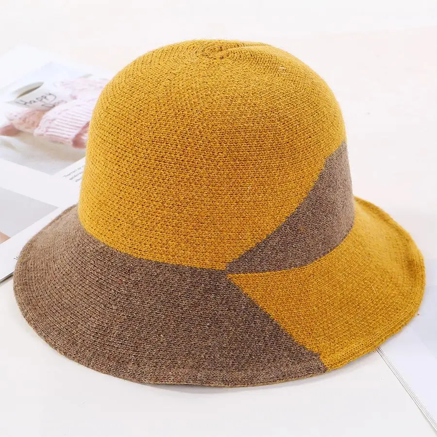 COKK новая зимняя вязаная шерстяная шапка шапки для рыбака для женщин желтая шапка женский корейский стиль Gorras Толстая теплая ветрозащитная - Color: Yellow