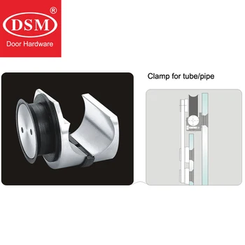 

304 Grade stainless steel clamp for 25mm diameter pipe/tube connected with 8~10mm thick tempered glass DSM-1222C