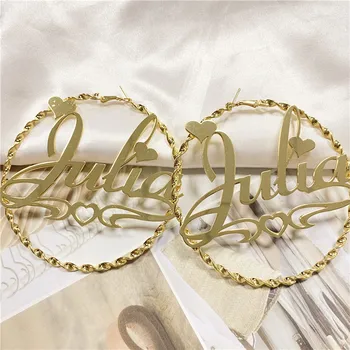 

Custom Earrings Rose Gold Stainless Steel Earrings Round Custom Name Earrings New Environmentally Friendly Material Anti-allergy