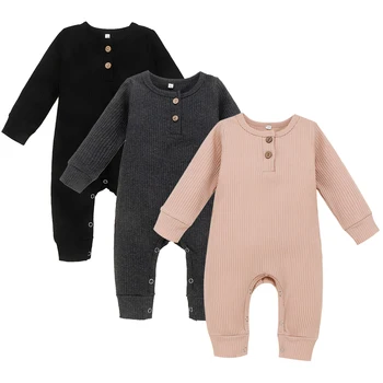

Baby Spring Autumn Clothing Newborn Baby Boys Girls Infant Knitting Solid Romper Jumpsuit Long Sleeve Clothes Outfits 0-18M