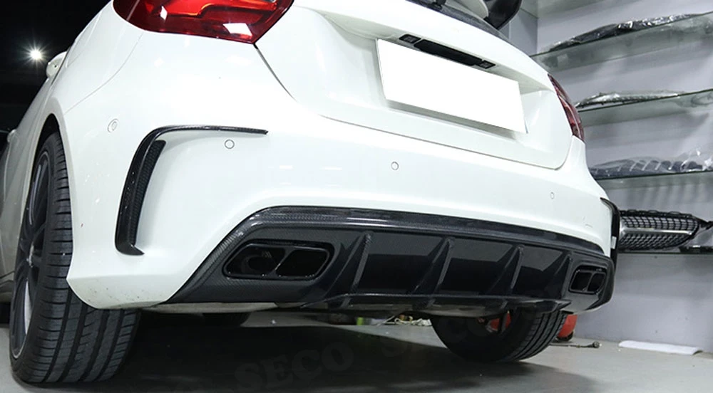 Для Mercedes Benz A класс W176 A45- задний диффузор губ углеродного волокна Стиль заднего бампера протектор стайлинга автомобилей 2 шт./компл