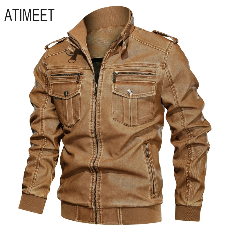 

Mens Leather Jackets Spring And Autumn Motorcycle Male PU Coats Biker Faux Leather Fashion men Outerwear