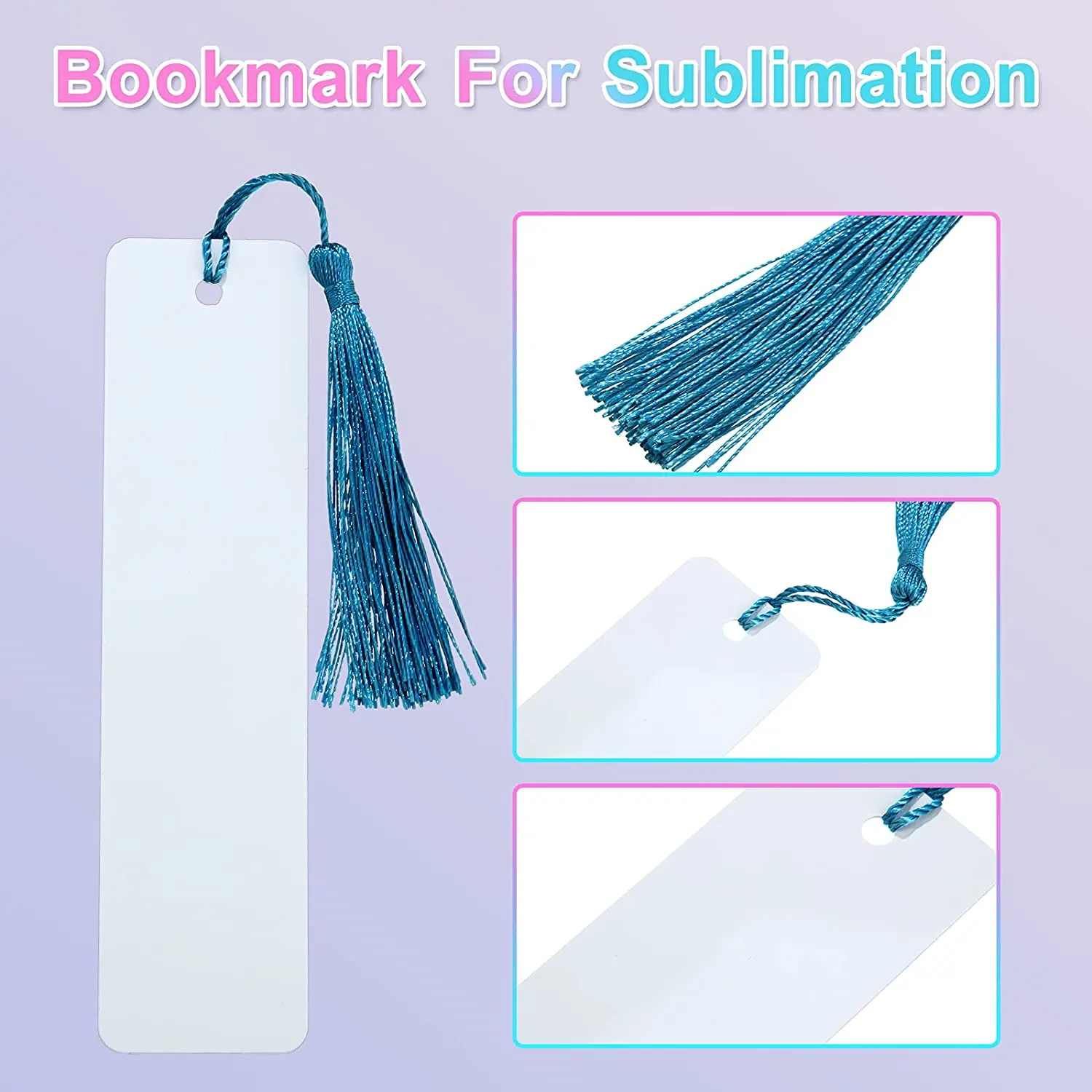 30 Pcs Sublimation Bookmark Blank 5.9X1.5 X0.65mm Heat Transfer Aluminum  Metal Bookmarks Bulk DIY Bookmarks with Hole and Colorful Tassels for