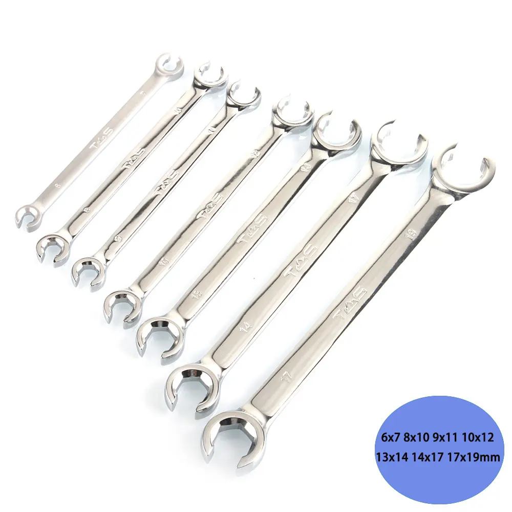 

7Pcs Oil Pipe Flare Nut Wrench Spanner Set of Multitools Full Polish High Torque Hand Tool For Driving Screws