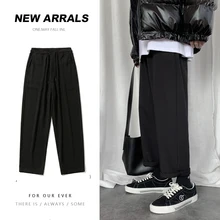 Зимние Бархатные брюки мужские модные однотонные повседневные штаны для бега мужские уличные свободные прямые брюки в стиле хип-хоп