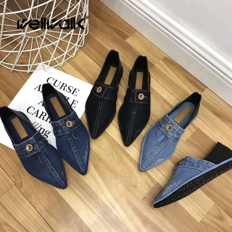 Wellwalk/обувь Женские лоферы мокасины Балетки без застежки на плоской подошве с