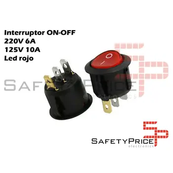 

Switch ON OFF with round red light 22mm SPST 220v 6A SP