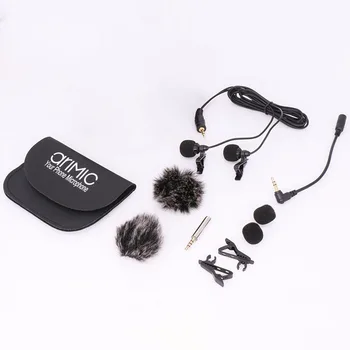 

Lapel Hiding Universal 3.5mm Input Interview Studio Portable Hands Free Dual Headed Video Recording Lavalier Microphone Clip On