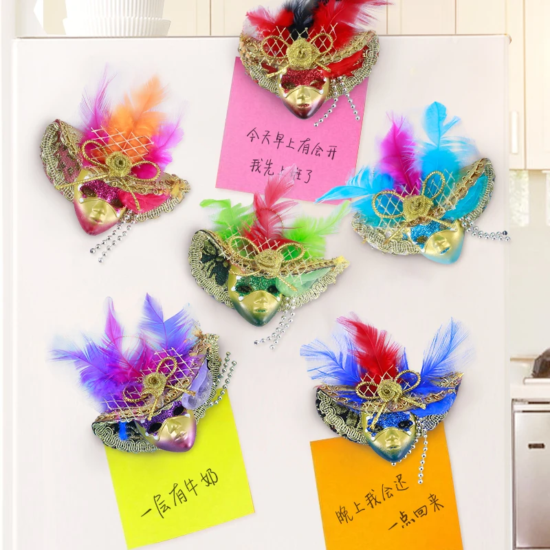 5pcs Mini Hand-Painted Venetian Mask Masquerade Mardi Gras Glitter Mask of Venice Wall Decorative Art Collection Hallow