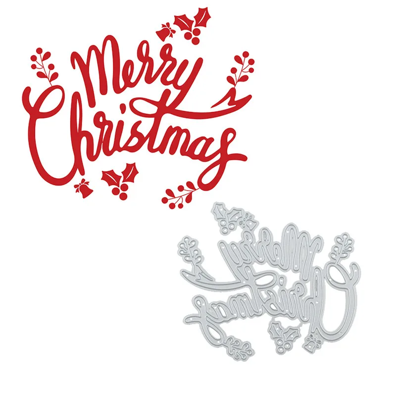 

Naifumodo Merry Christmas Letter Dies Metal Cutting Dies New 2019 for Card Making Scrapbooking Embossing Album Craft Word Dies