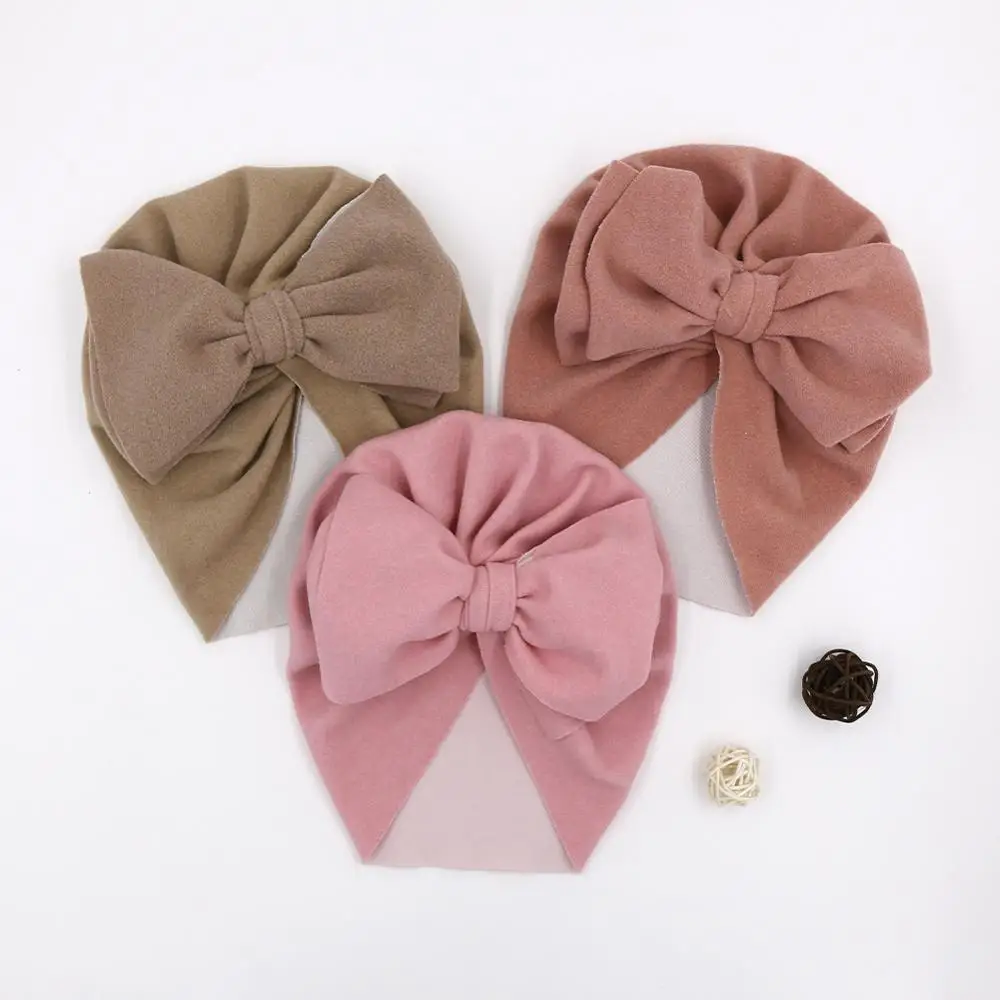 Spring Baby Hats for Girls Big Bow Turban Hat Newborn Photography Props Infant Baby Beanie