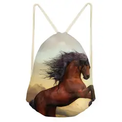 Новые сумки с принтом со шнурком для животных Crazy Horse Женская Модная стильная пляжная сумка женская мужская сумка на шнурке 2019