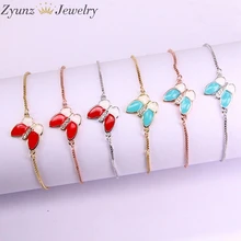 10 шт., эмаль бабочка коннектор CZ микро проложить цепи Подвески браслет, ювелирные изделия с бриллиантами для женщин девочек