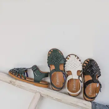 

2020 New Childrens Sandals Girls Hollow Single Shoes Roman Woven Shoes Korean Soft Bottom Non Slip Wear Resistant Beach Shoes