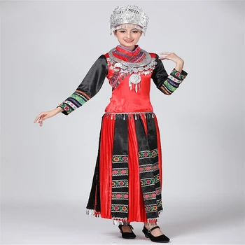 

African Women Clothing Miao Costume Women Minority Costume Yunnan Guizhou Torch Festival Zhuang Yi Yao Tujia Dance Costume