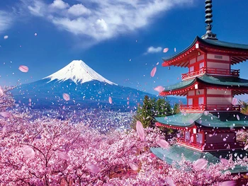 

100% Full 5D Diy Daimond Painting Cross-stitch "Mount Fuji" 3D Diamond Mosaic Round Rhinestones Paintings Embroidery Scenery Dec