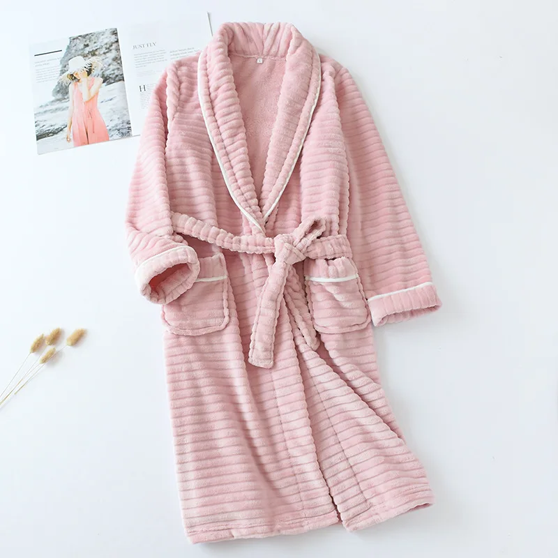 

MECHCITIZ 2019 New Winter Women Men Bathrobe Nightgowns Flannel Couple Robes Pajamas Bathrobe Warm Robe Sleepwear Home Clothes